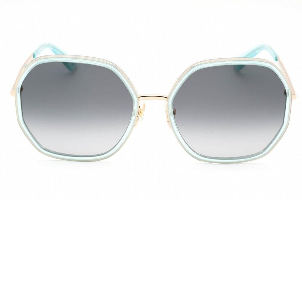 Kate Spade Nicola Gold Teal Hexagonal Sunglasses Brand New In Case - Picture 3 of 13
